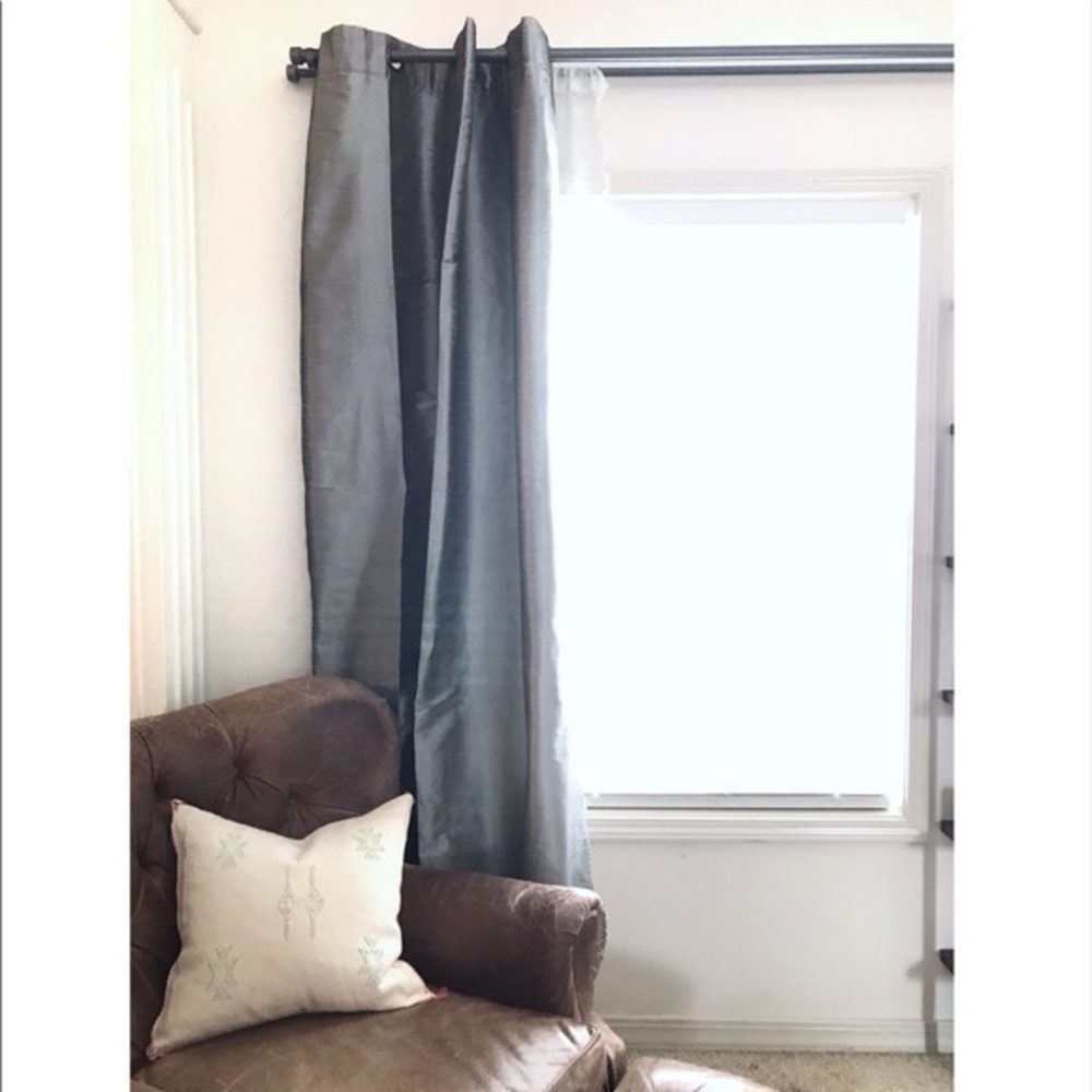 Dark Silver Gray Pewter Shimmer Grommet Curtains 2 Panels